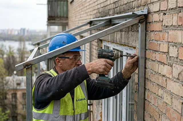 Монтаж даху балкона Київ