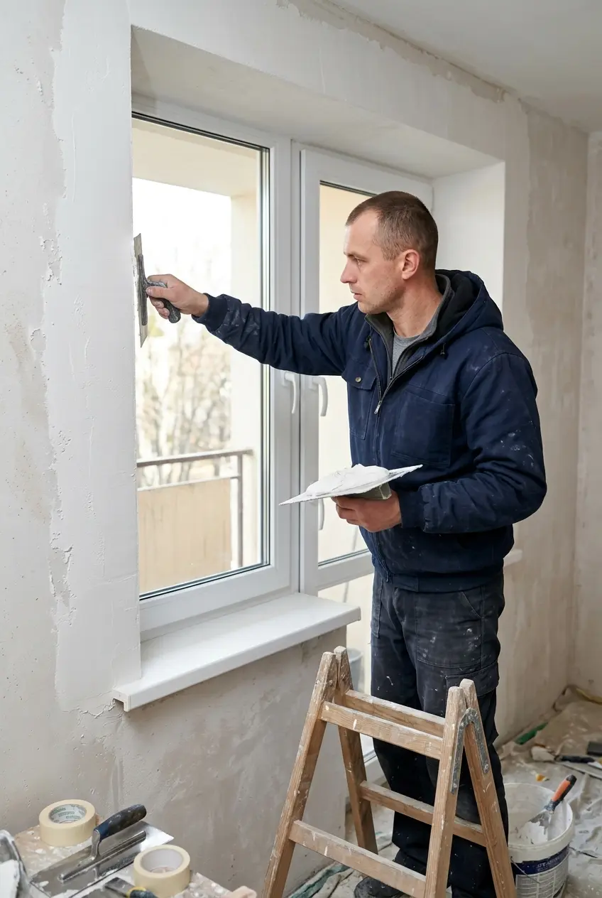 Oздоблення укосів вікон штукатуркою Київ