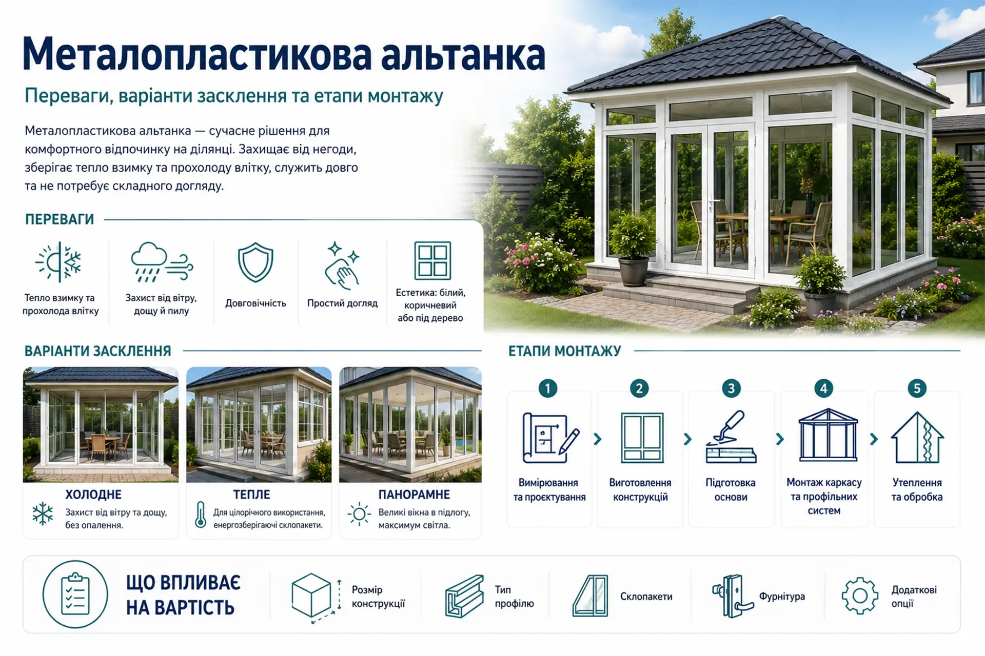 Переваги металопластикової альтанки Київ