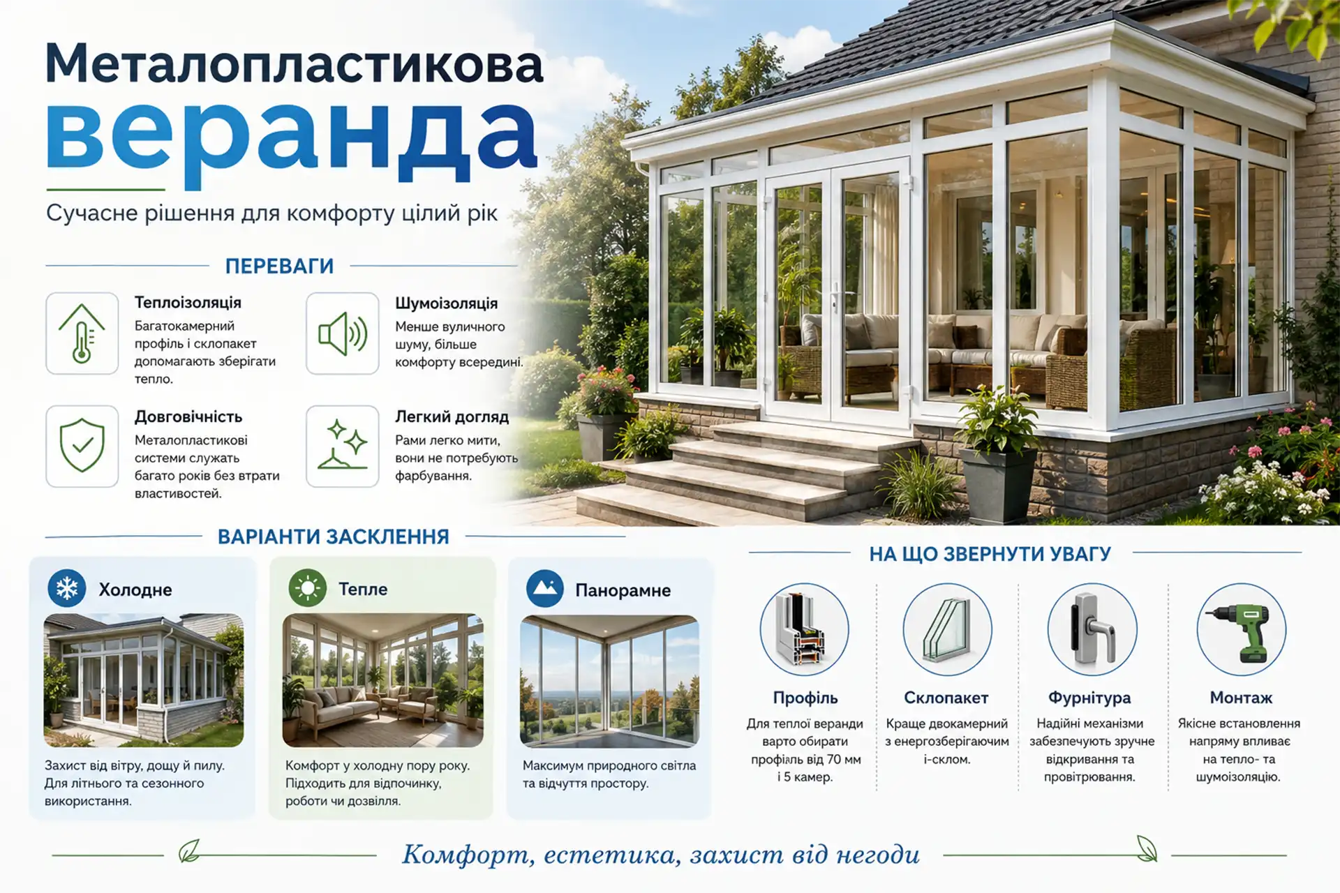 Переваги металопластикової веранди Замовити металопластикову веранду в Києві