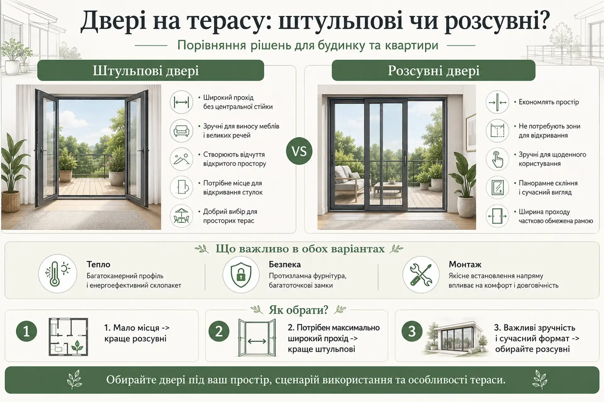 Порівняльна характеристика штульпових та розсувних на терасу