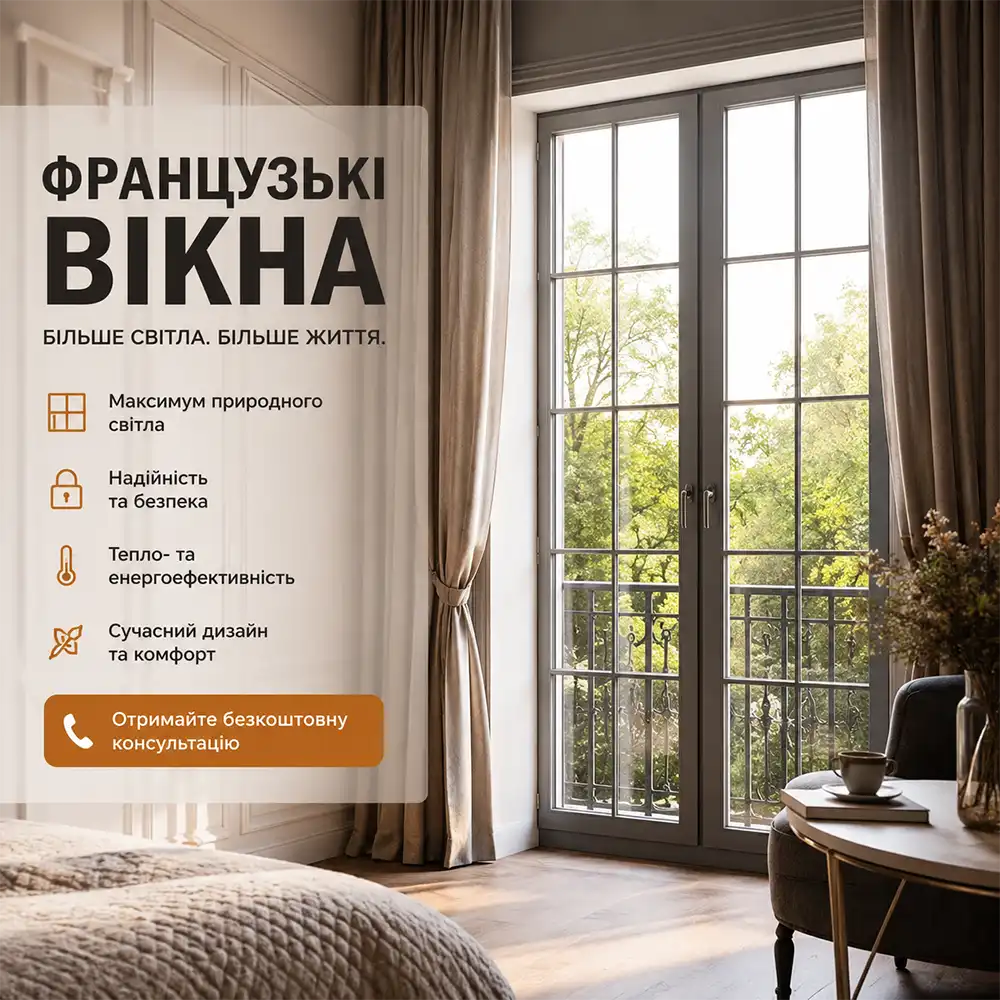 Замовити французькі вікна та балкони в Києві