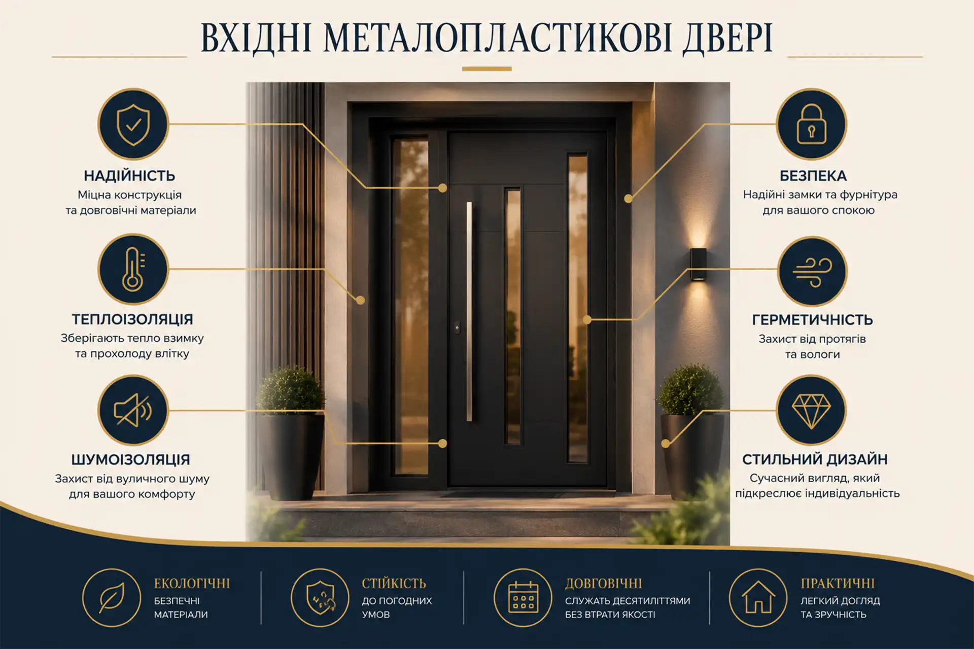 Переваги вхідних металопластикових дверей