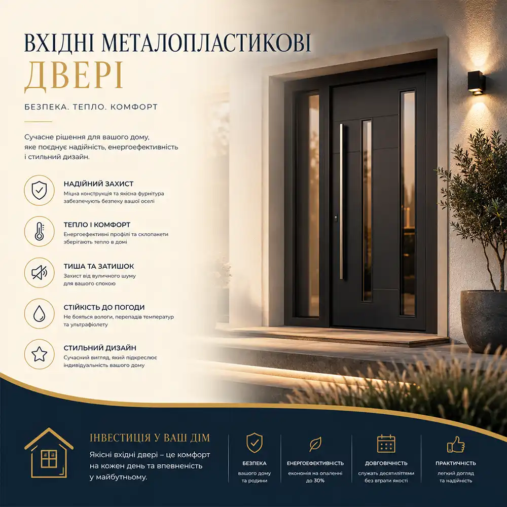 Замовити вхідні металопластикові двері Замовити вхідні металопластикові двері в Києві